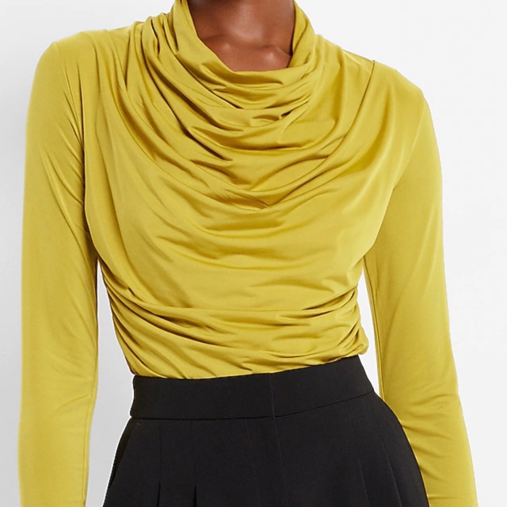 Express Draped Cowl Neck Long Sleeve Top